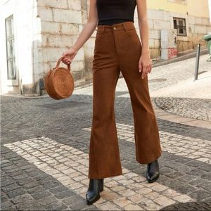 Carmel Brown Flare Leg Corduroy Pants